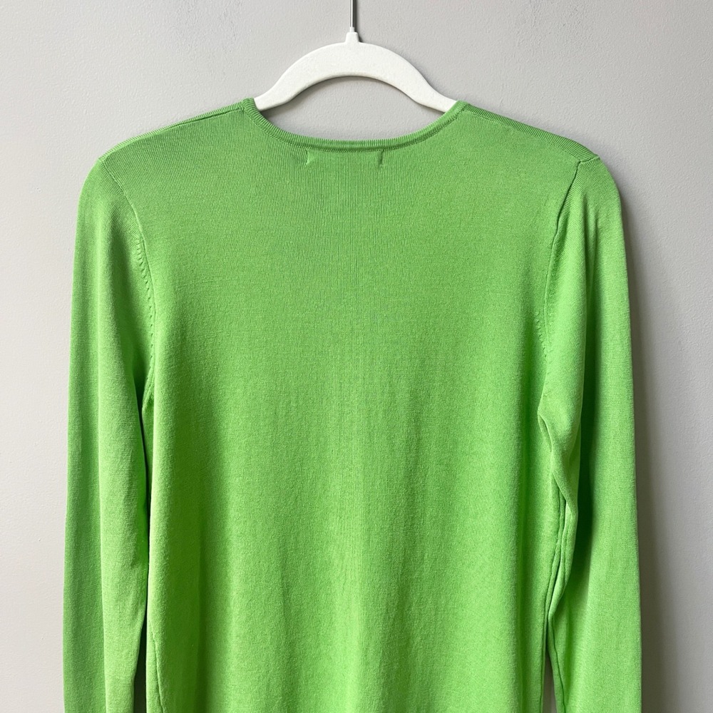 Vintage Cardigan Sweater Women's Small Silk Blend Lime Green Knit Retro Y2K - Picture 7 of 12